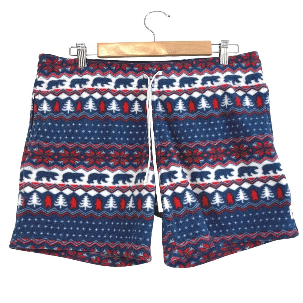 Chubbies Mens L‎ Fleece Pajama Lounge Short Fair Isle Bear Print Drawstring